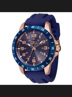 Invicta Blue Dial Rose Gold Case Sport Watch 48mm